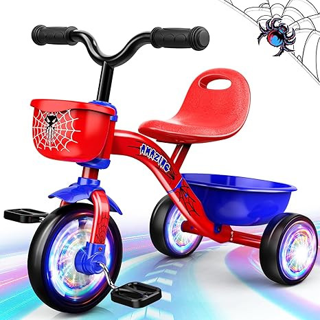 Tricycle for Toddlers 1-3 3-5 Year Olds, Spider Toddler Bike Baby Balance Bike with Colorful Ligh... | Amazon (US)