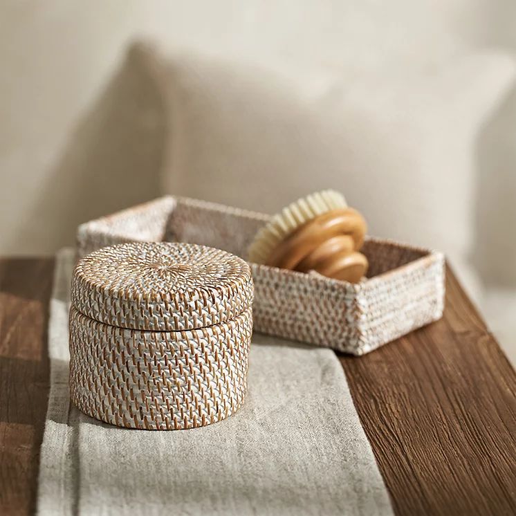 Whitewashed Rattan Canister | The White Company (UK)