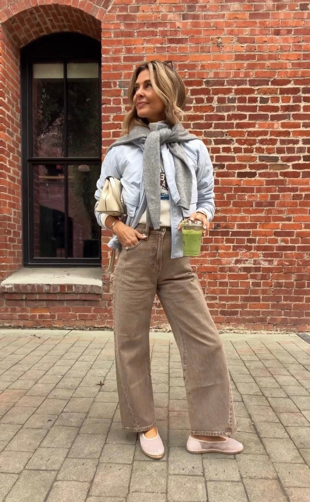 Jeans (Code TAMMY15) are back in stock! TTS I’m 5’6”
-lightweight jacket sz 4
-soft graphic sweater shirt XS 
-Quince cashmere sz S
@lululemon @Pistola Denim