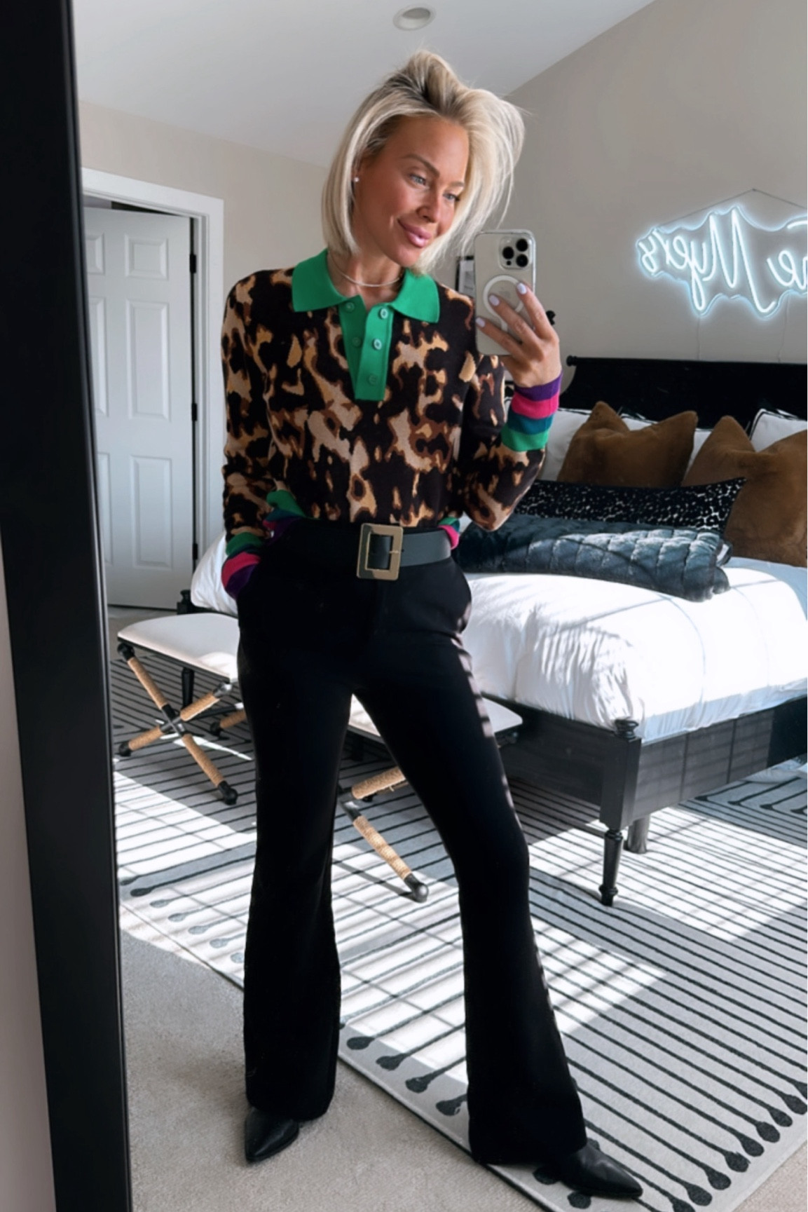 On Thursday’s we were leopard pink, green, purple, black, and gold 🤣
But seriously, don’t spend the spring without this sweater and this belt  🤌 As always find things on sale 😘 spreading a little sunshine to your Thursday☀️

#LTKstyletip #LTKsalealert #LTKworkwear