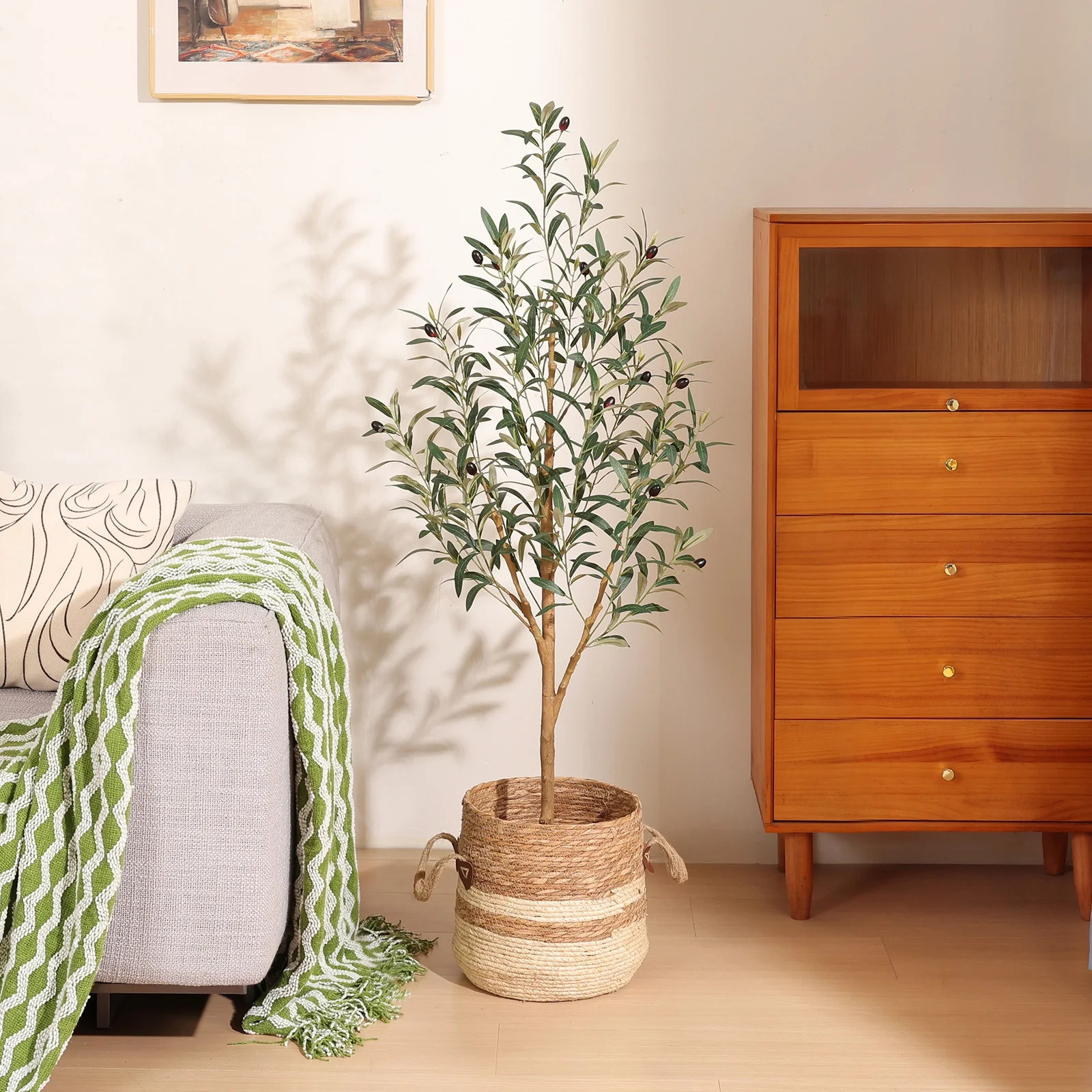 DR.Planzen 4' Artificial Olive Tree Indoor, Tall Faux Olive Tree, Artificial Plants with Natural Wood Trunk and Lifelike Fruits for Home Office Decor - Walmart.com | Walmart (US)