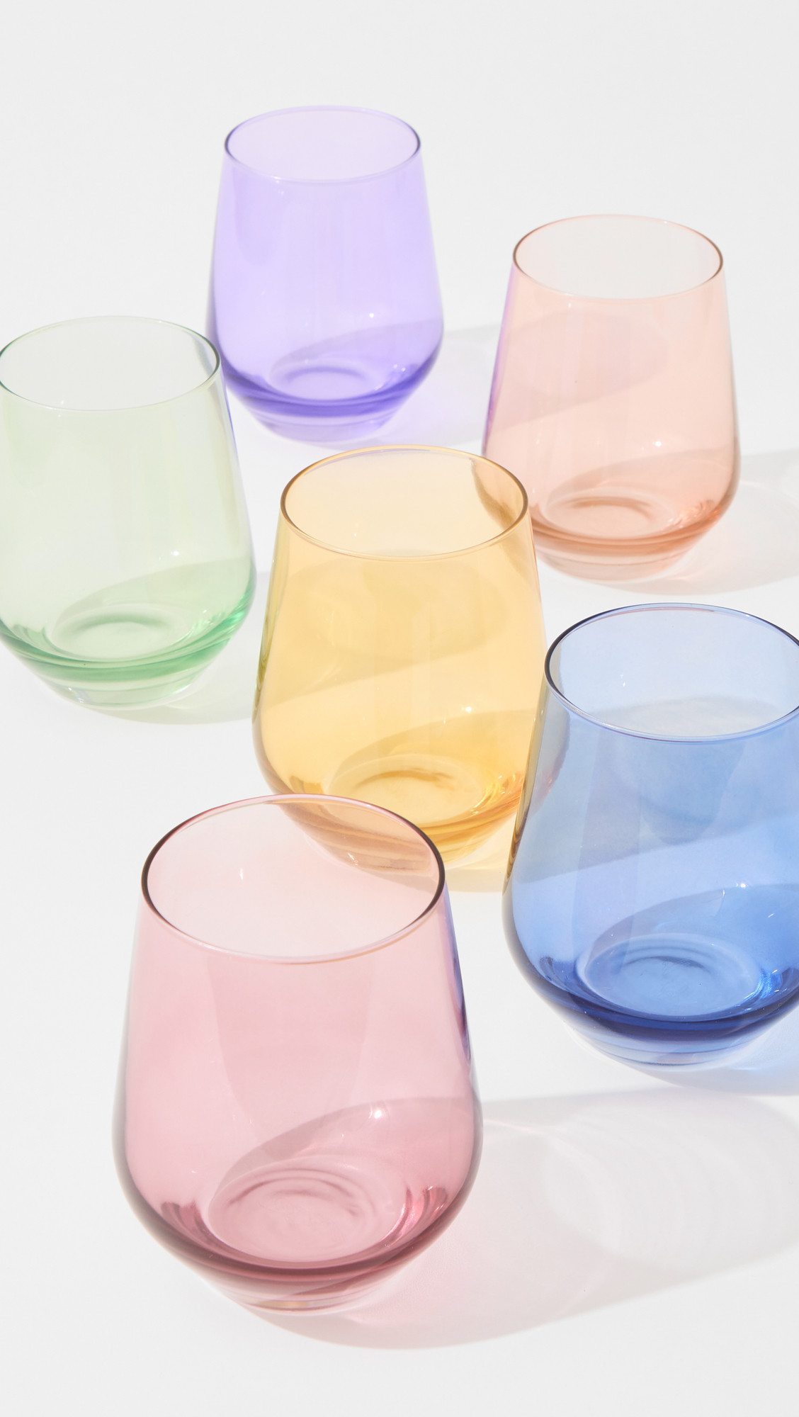 Estelle Colored Glass Stemless Set of 6 Pastel Mix One Size | Shopbop