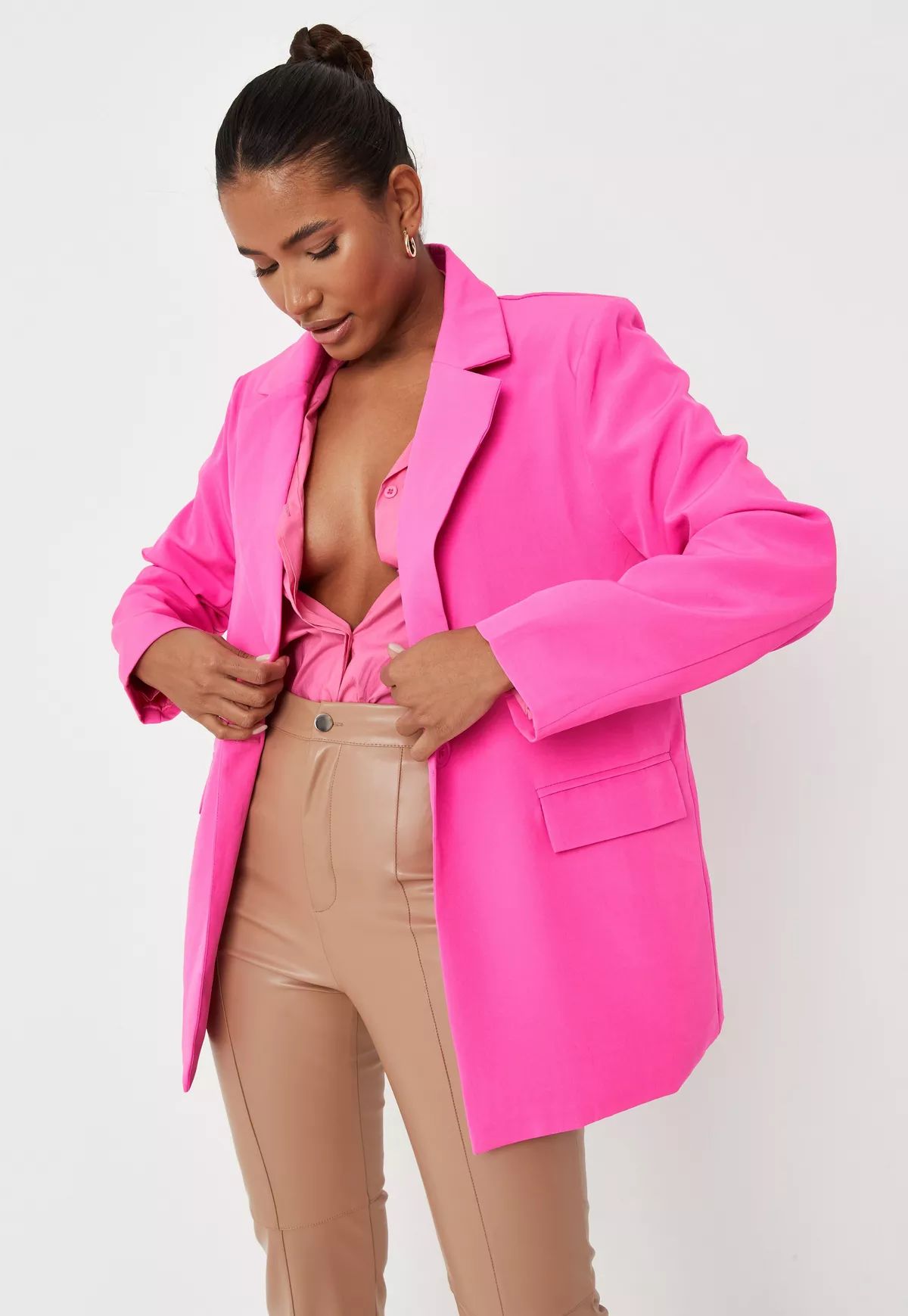 Neon Pink Oversized Blazer | Missguided (US & CA)