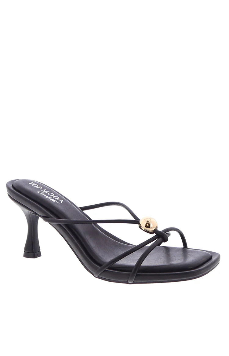 Floss Black Strappy Hardwear Mule Heels | Beginning Boutique | Beginning Boutique (US)