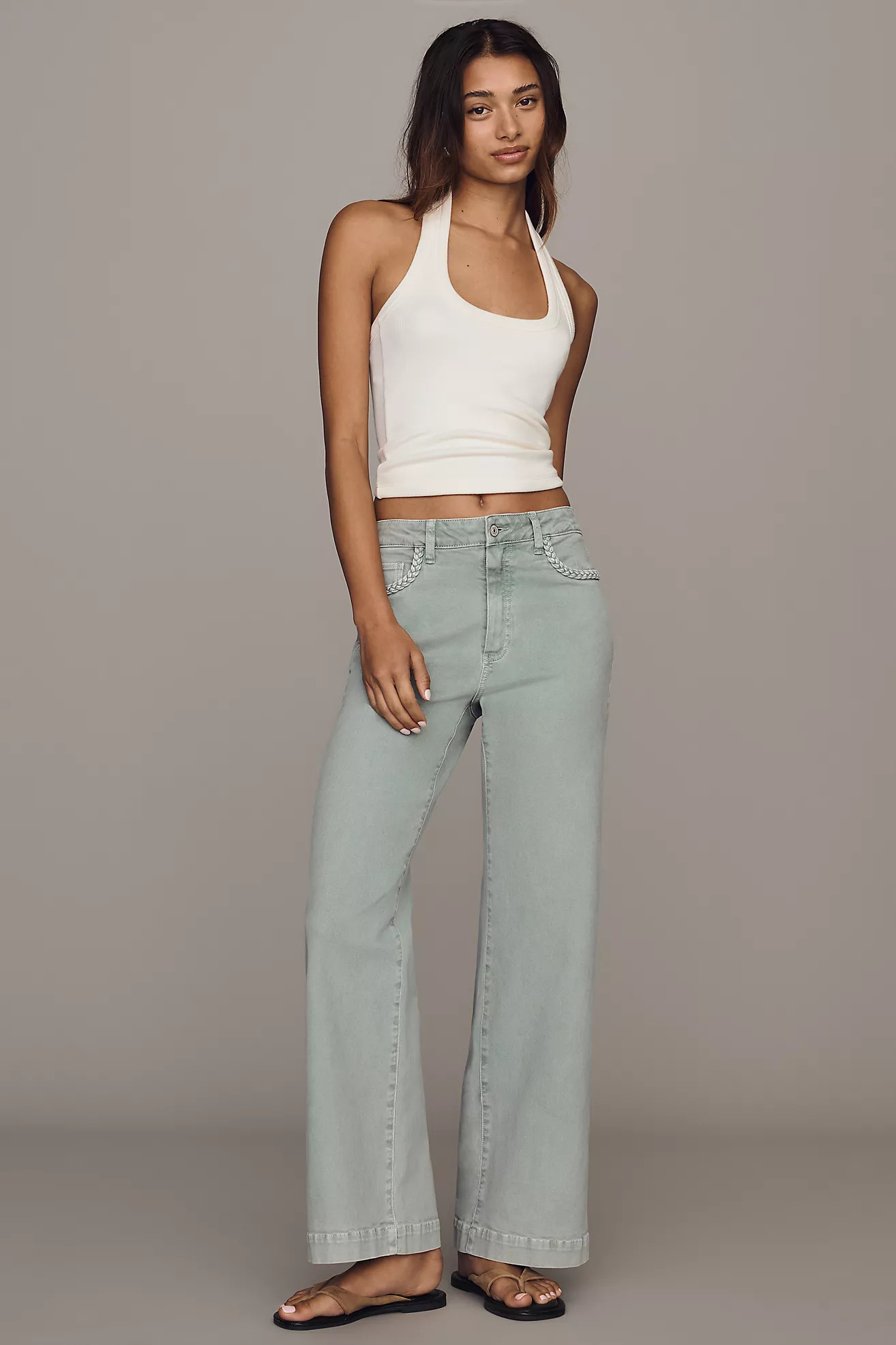 PAIGE Anessa Braided High-Rise Wide-Leg Jeans | Anthropologie (US)