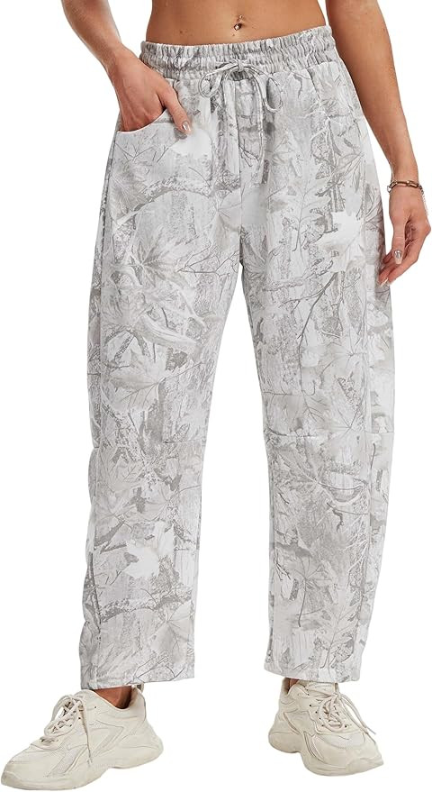 Women Barrel Sweatpants Wide Leg Palazzo Pants Baggy Lounge Sweat Pants Elastic Drawstring Jogger... | Amazon (US)