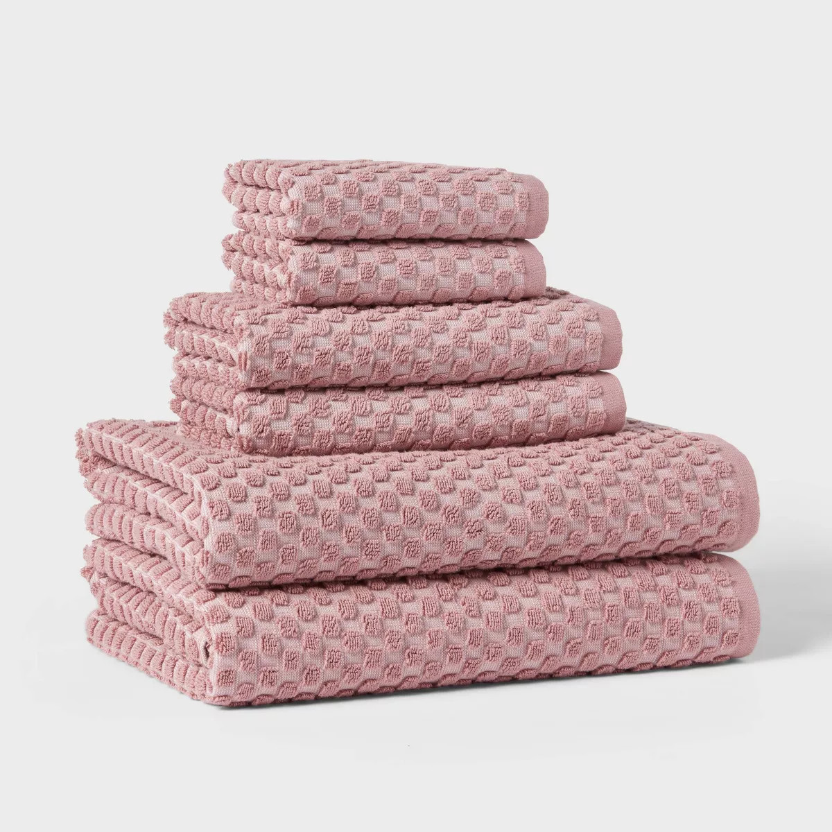 6pc Performance Plus Textured Dot Bath Towel Set Mauve - Threshold™ | Target