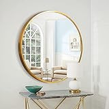 MIRUO 32 inch Wall Mirror Round Bathroom Mirror Wall Decor Shower Mirror Gold Mirror Circle Mirror W | Amazon (US)