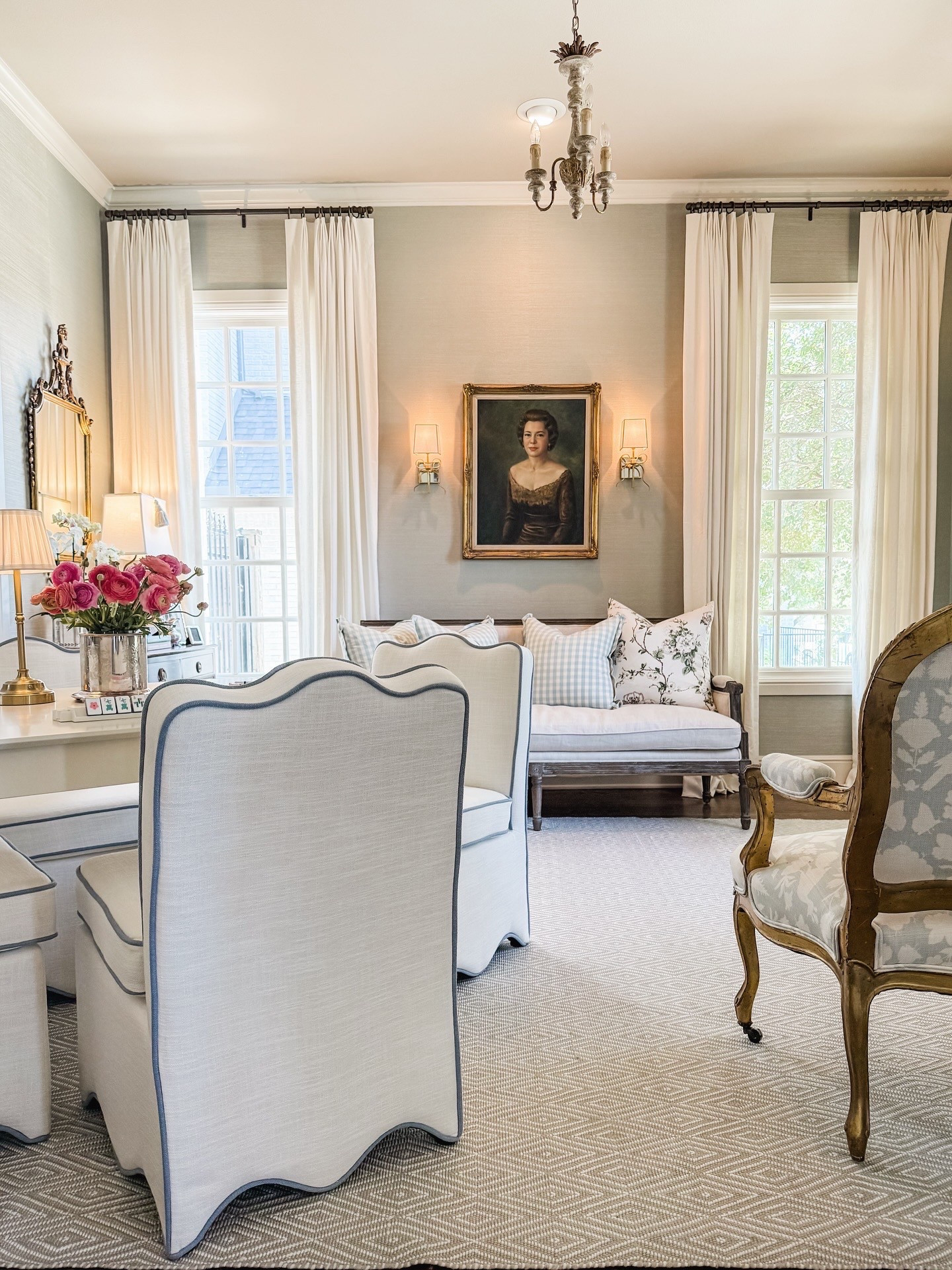 The new mahjong corner of the living room for long afternoons with friends! Also the perfect spot for puzzles, monopoly, and chess as a family! 

The table has clean, simple lines and is the perfect game table size. 36” square x 30” high! 