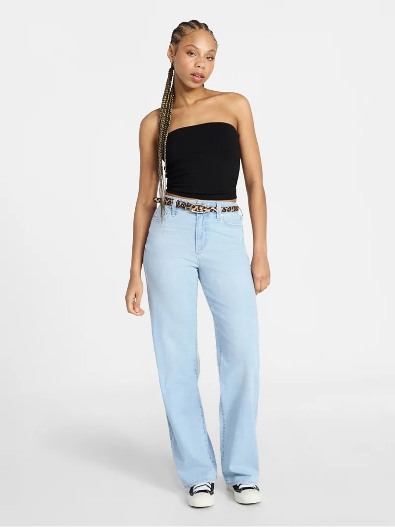 No Boundaries High Rise Baggy Wide Leg Jeans, 32" Inseam, Women'ss XXS-4X | Walmart (US)