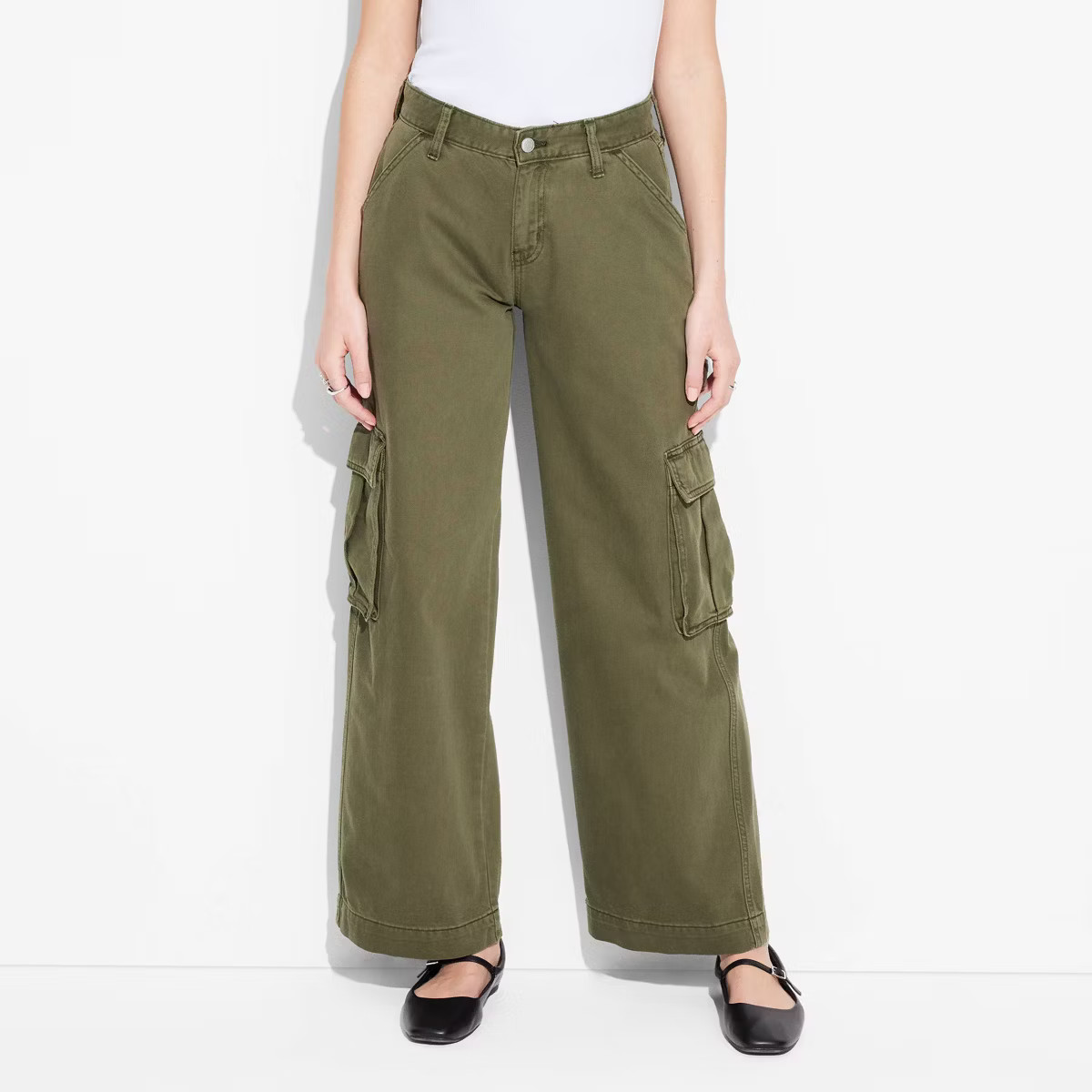 Women's Mid-Rise Wide Leg Cargo Baggy Jeans - Wild Fable™ | Target