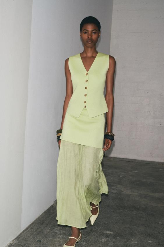 MIXED PLEATED KNIT SKIRT | Zara US