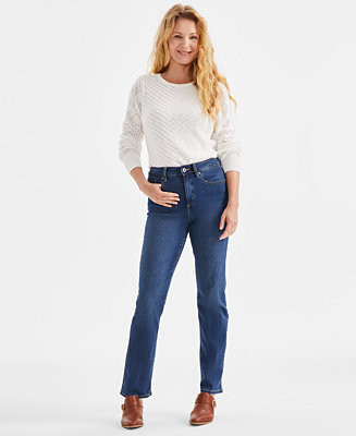 Women's High Rise Straight-Leg Jeans, Regular, Short and Long Lengths, Created for Macy's | Macy's