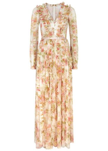 Peony Promise floral-print ruffled tulle gown | Harvey Nichols 