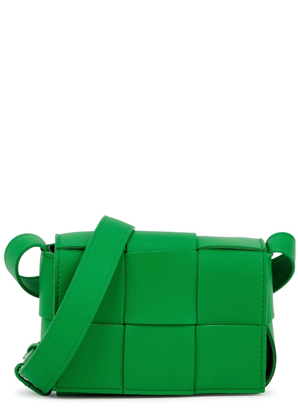 Intrecciato mini green leather cross-body bag | Harvey Nichols (Global)