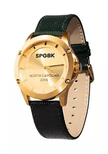 Unisex Miller Gold and Green Leather Watch | Belk