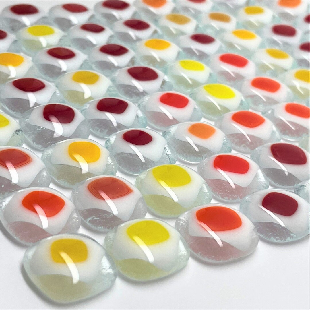 FUSED Stained Glass Tiles, Med, 12pcs, ROY, White/clear - Etsy | Etsy (US)