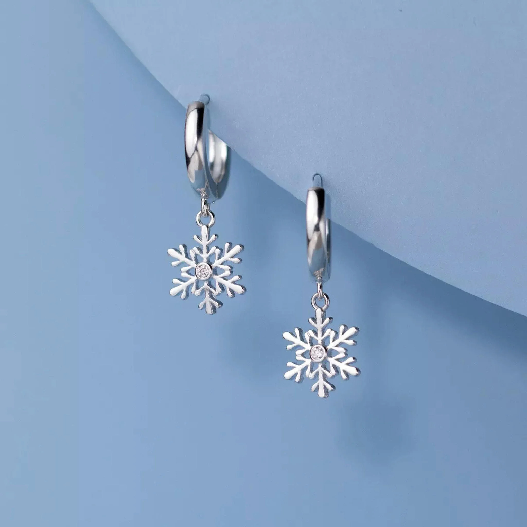 K-KED 925 Sterling Silver Snowflake Drop Hoop Earrings Drop Dangle Women Delicate Jewelry Gift | Walmart (US)
