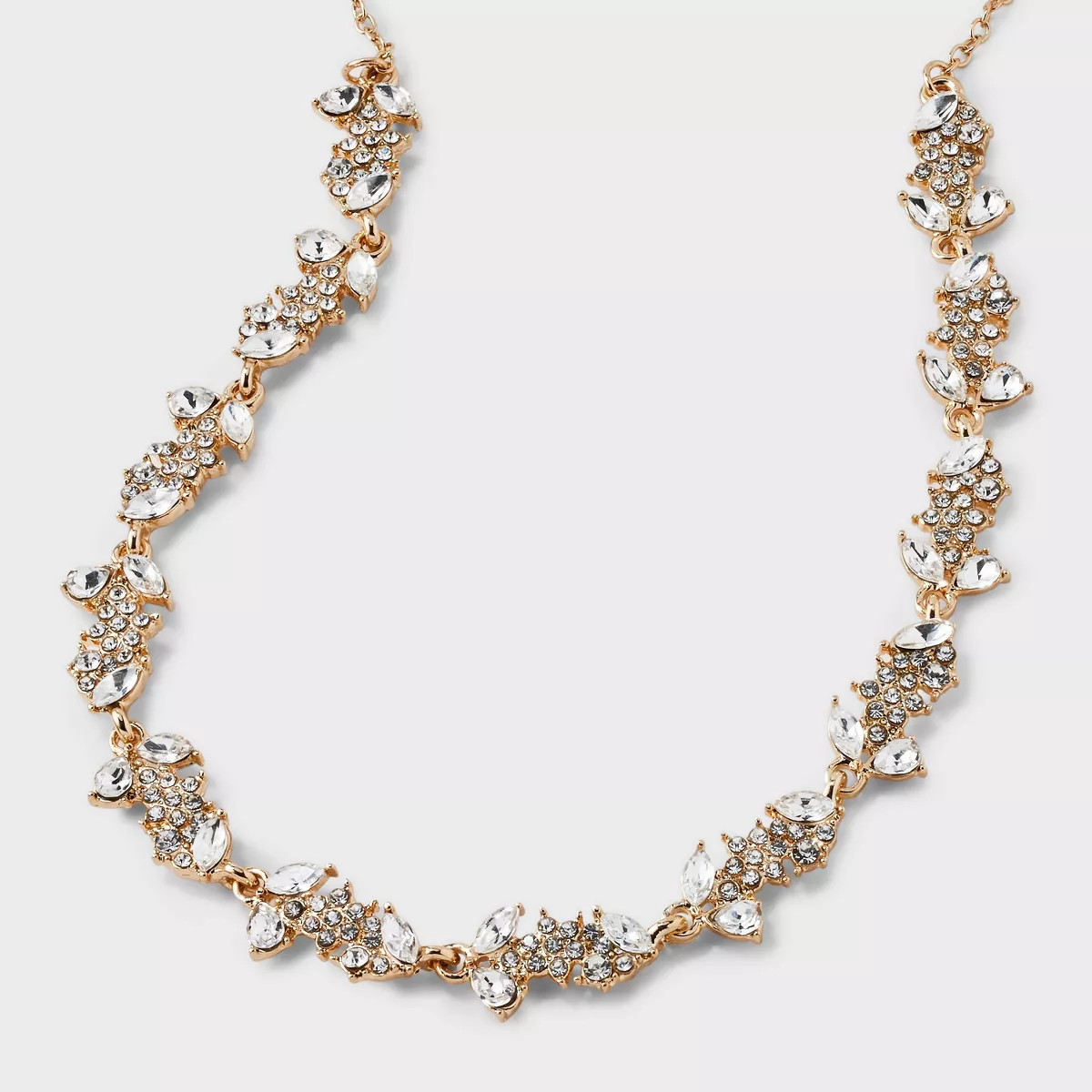 Multi-Stone Cluster Statement Necklace - Gold: Zinc Alloy, Lobster Claw Clasp, 6.25" Length | Target