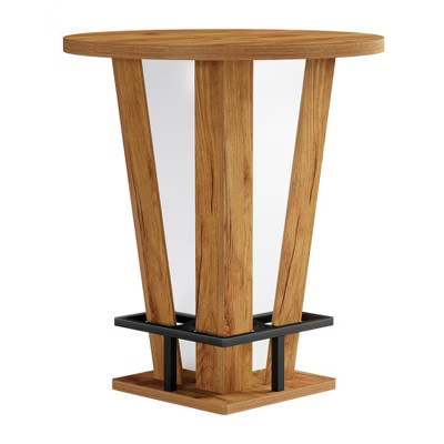Resenkos Wooden Round Bar Table, High Top Pub Dining Set, Ideal for Home Bar, Kitchen, Living Room, Brown | Target