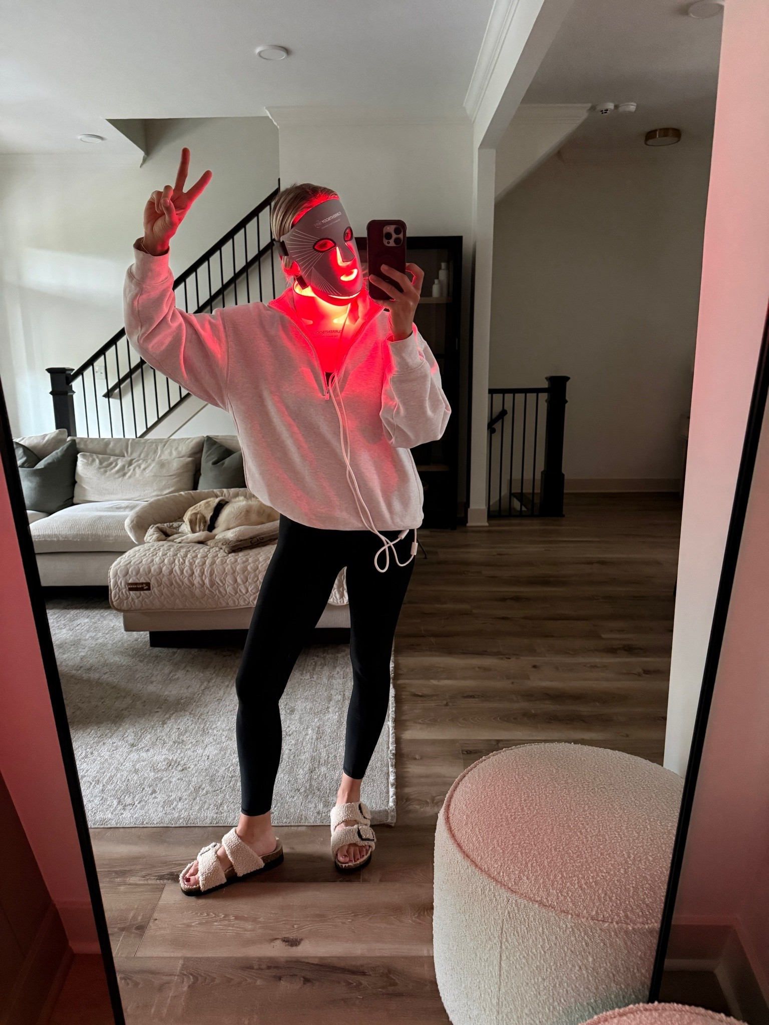 Wearing xs leggings, small sports bra, small sweatshirt, sandals tts 

Mask Code: LINDSEY10

#LTKOver40 #LTKBeauty #LTKmorningroutine
