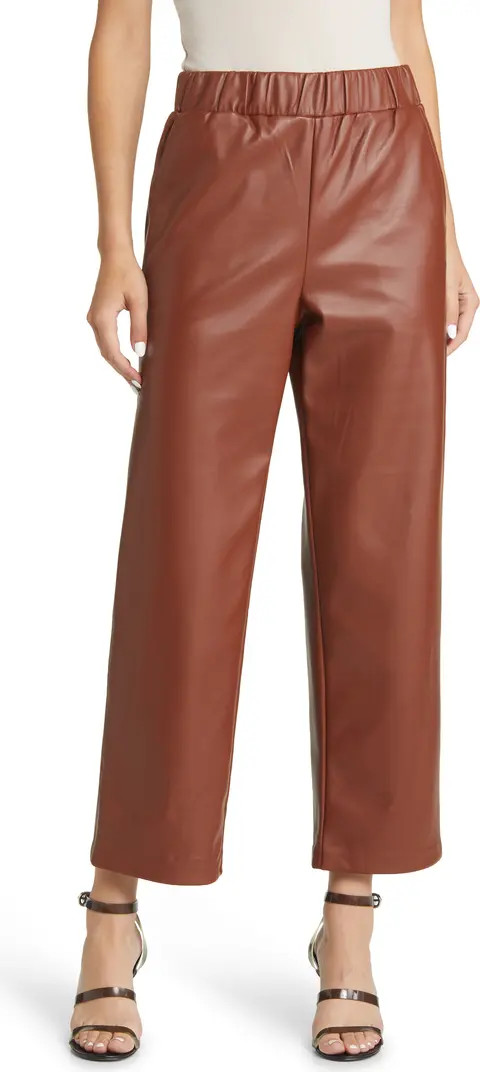 Elastic Waist Crop Faux Leather Pants | Nordstrom