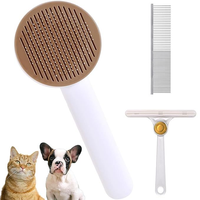 IWUWI Self Cleaning Slicker Brush for Cat or Dog, Pet Grooming Brush for Long or Short Hair, Dog ... | Amazon (US)