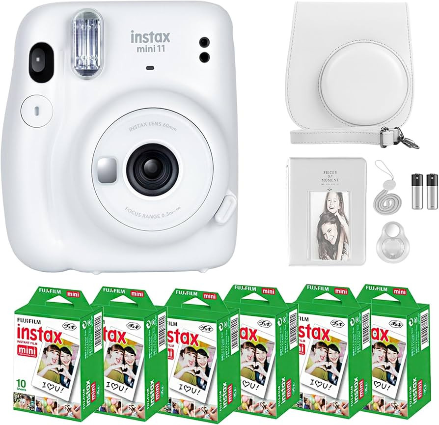 Fujifilm Instax Mini 11 Camera with Fujifilm Instant Mini Film (60 Sheets) Bundle with Deals Numb... | Amazon (US)