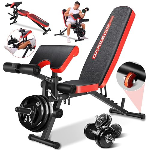 OPPSDECOR Weight Bench Set with Leg Extension & Curl Professional Bench Press Heavy-Duty Decline/Flat/Incline Sit Up Bench for Full Body Exercise Fitness Workout Benches for Home Gym | Amazon (US)