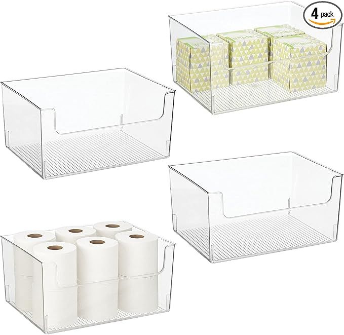 mDesign Large Modern Plastic Open Front Dip Storage Organizer Bin Basket for Bathroom Organizatio... | Amazon (US)