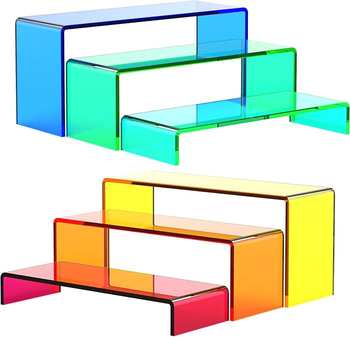 6 PCs Risers Display Stands 3 Tiers Desktop Acrylic Shelves Cake Dessert Holder Products Stand fo... | Amazon (US)