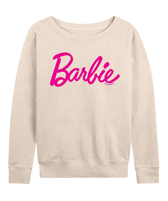 Hybrid Barbie Women's Sweatshirts and Hoodies BIRCH - Birch & Pink Barbie Classic Logo Pullover - Wo | Zulily