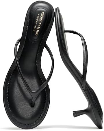Project Cloud 100% Genuine Leather Kitten Heels for Women Footwear - Memory Foam Fashion Thong He... | Amazon (US)
