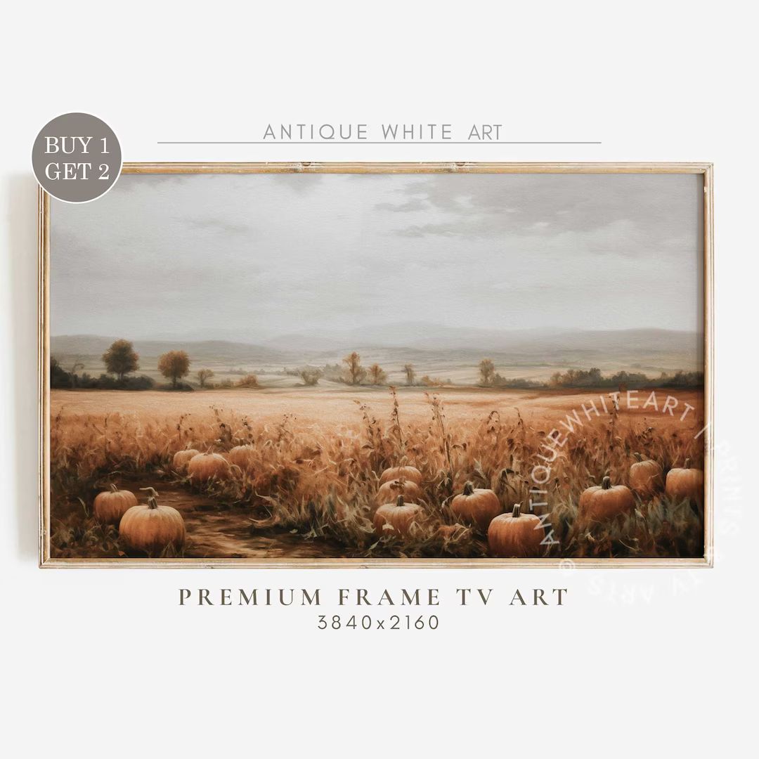 Frame TV Art Fall Field Pumpkins Painting Instant Download - Etsy | Etsy (US)
