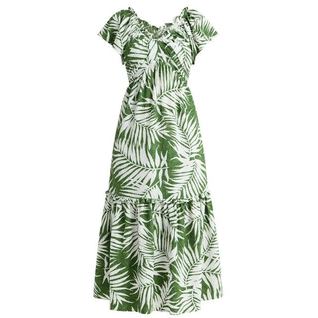 Sofia Jeans Women's and Women's Plus V Neck Dress with Flutter Sleeves, Below Calf Length, Sizes ... | Walmart (US)