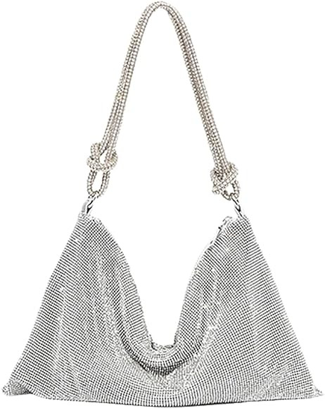 Rhinestone Hobo Bag for Women Chic Evening Handbag Shiny Purse for Travel Vacation 2022 | Amazon (US)