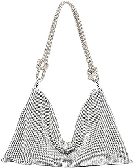 Rhinestone Hobo Bag for Women Chic Evening Handbag Shiny Purse for Travel Vacation 2022 | Amazon (US)