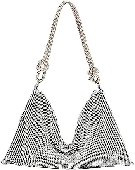 Rhinestone Hobo Bag for Women Chic Evening Handbag Shiny Purse for Travel Vacation 2022 | Amazon (US)