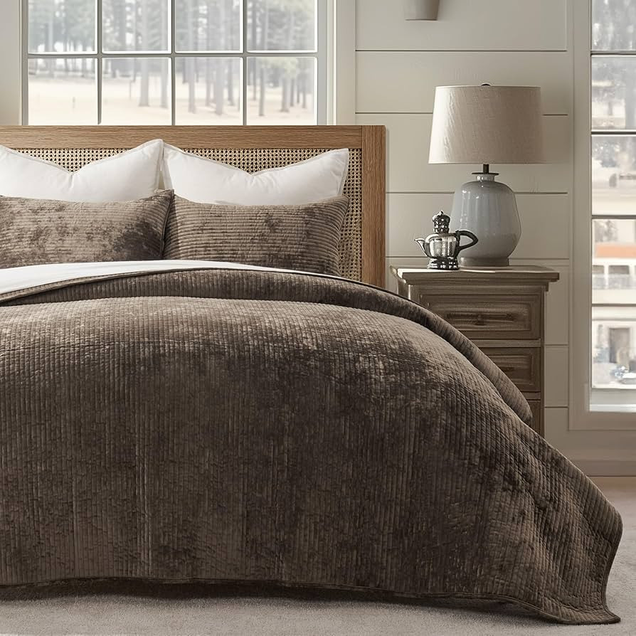 EVERGRACE Velvet Quilt Set King Size, Luxurious Soft Velvet Bedding Sets, Lightweight Velvet Comf... | Amazon (US)