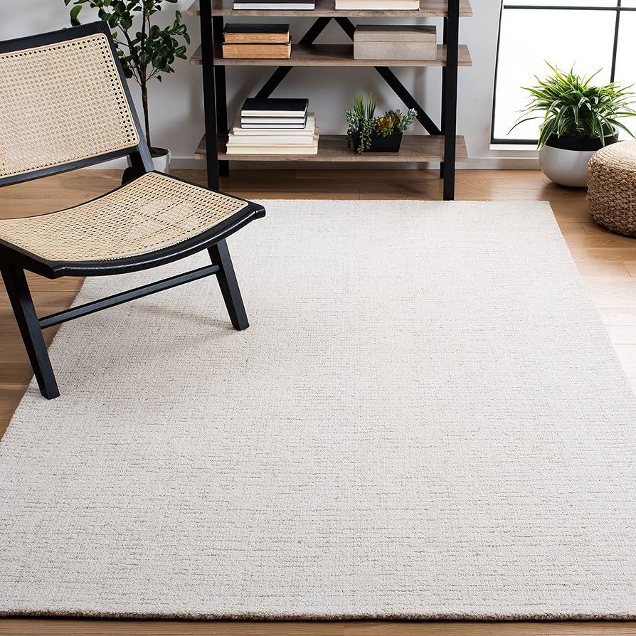SAFAVIEH Abstract Collection Area Rug - 6' x 9', Ivory & Beige, Handmade Wool, Ideal for High Tra... | Amazon (US)