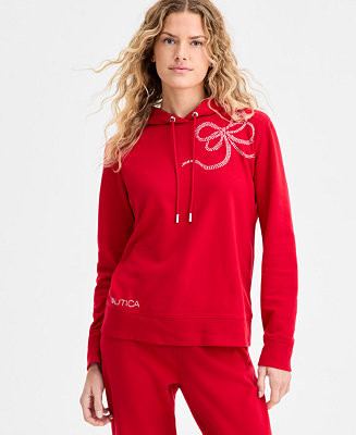 Women's Embellished Bow Hooded Sweatshirt | Macy's
