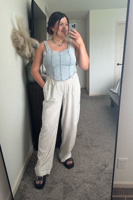 Easy and comfortable midsize spring outfit. I love these linen pants from target and they are actually long enough for my long legs. Also I’ve been loving the denim trend but I couldn’t find one that would actually close over my chest and wide rib cage and top fits perfectly! Platform sandals are also from Target. 

Mom outfit, midsize outfit, spring outfit, linen pants, target outfit, teacher spring, summer outfit, size 12, size 14

#LTKFindsUnder50 

#LTKStyleTip #LTKMidsize