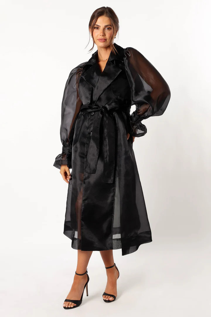 Braelynn Sheer Trench Coat - Black | Petal & Pup (US)