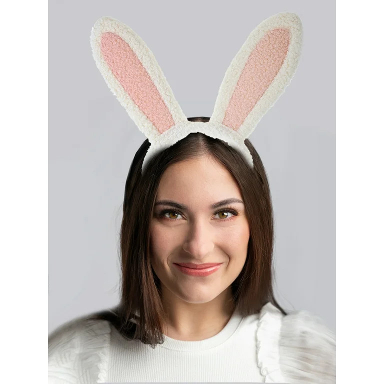 Way to Celebrate Easter Plush Ivory and Pink Bunny Ear Headband, 1 Piece | Walmart (US)