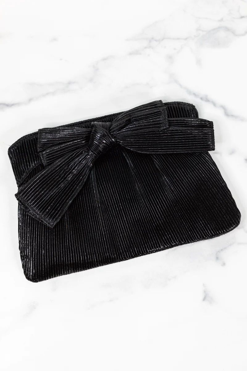 Violet Bow Clutch- Black | Avara