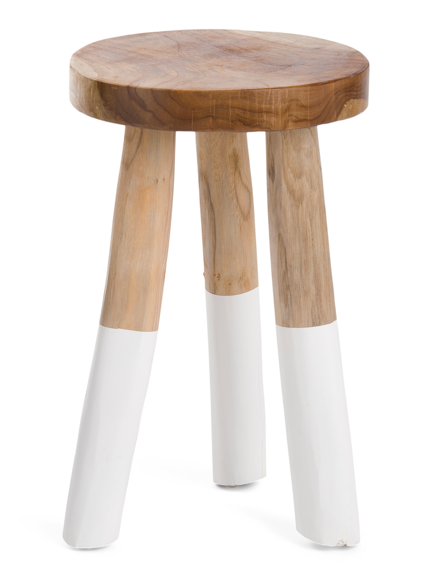 Teak Organic Round Stool With 3 Dipped Legs | Office & Storage | Marshalls | Marshalls