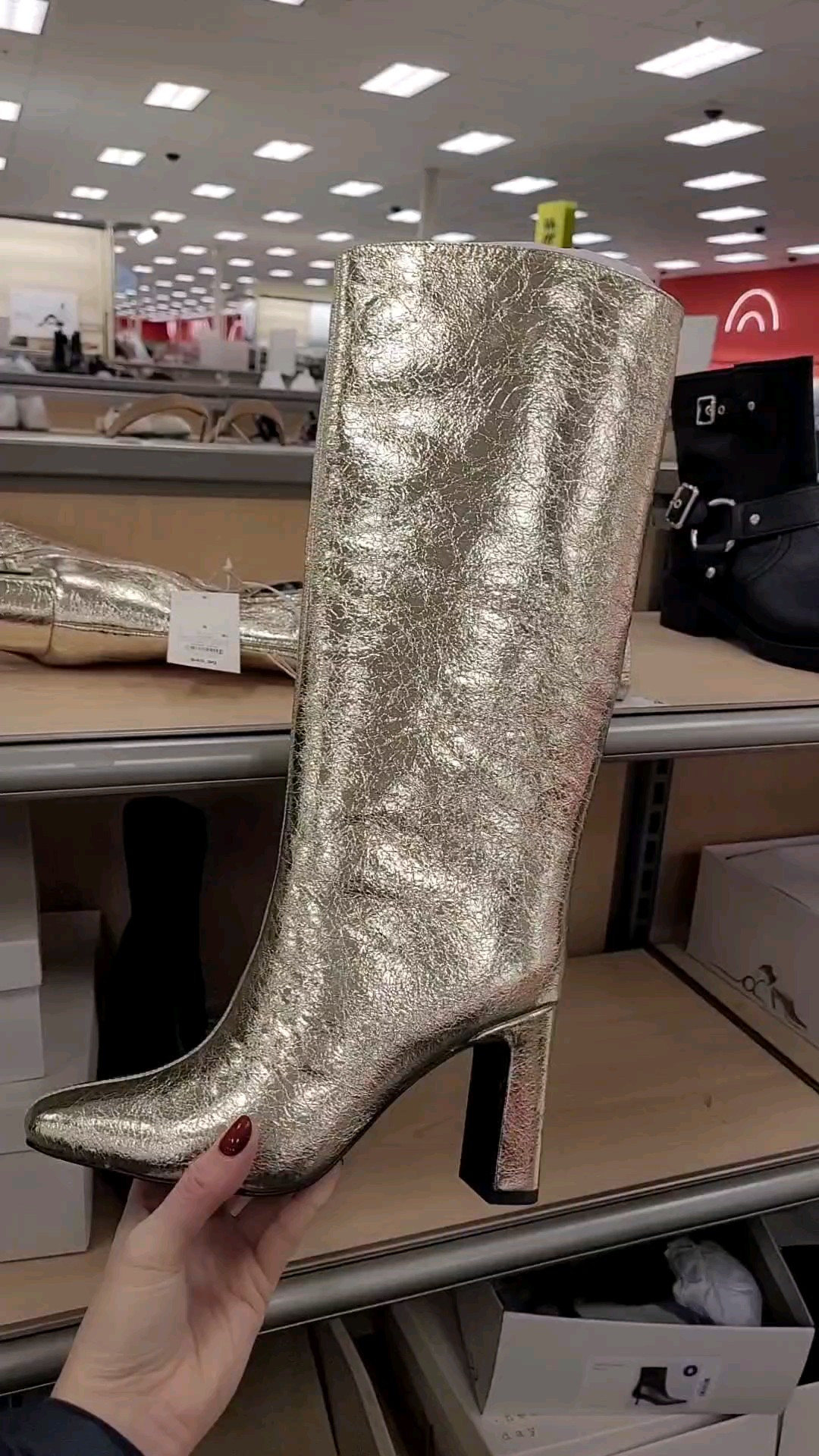 The only tall boots you need this holiday season - perfect for your holiday ootds, holiday party outfit, Christmas outfit,  and more. Tall gold boots. Metallic boots. 

#LTKWatchNow #LTKShoeCrush #LTKFindsUnder50