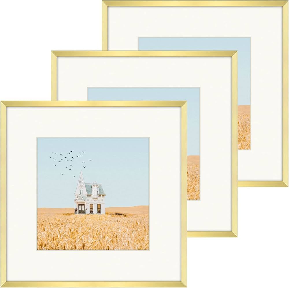 Golden State Art, 12x12 Aluminum Metal Frame with Ivory Mat for 8x8 Pictures, Includes with Sawto... | Amazon (US)