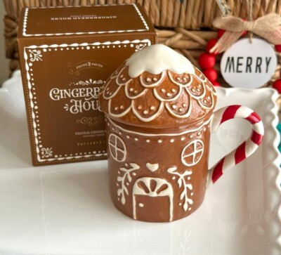 Pottery Barn Gingerbread House Mug With Lid Christmas Holiday Seasonal NIB NEW | eBay US