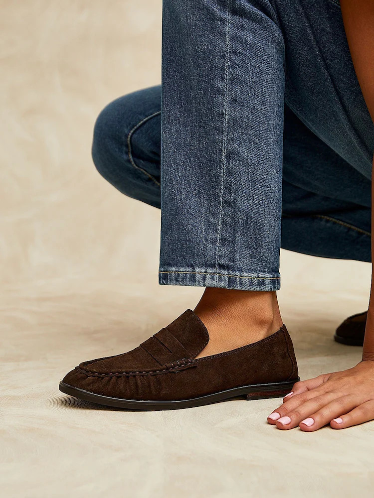 Linzi Dark Brown Belmont Ruched Loafers | Next AU